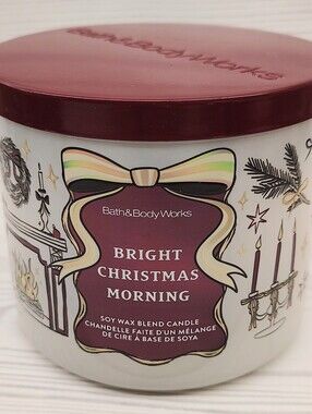 Bath & Body Works Bright Christmas Morning Soy Wax Candle - Burgundy